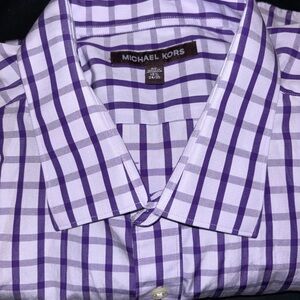 Michael Kors Men's Purple Plaid Dress Shirt